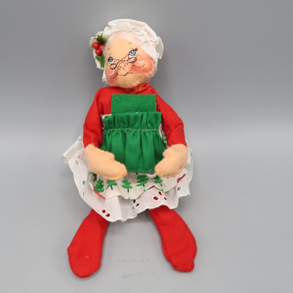 Vintage Annalee Mrs Claus Doll Apron 7" Felt‎ Christmas Figure Posable